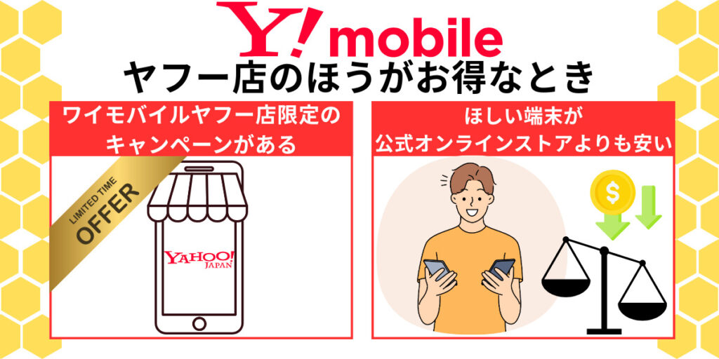 ワイモバイルヤフー店のほうがお得なとき