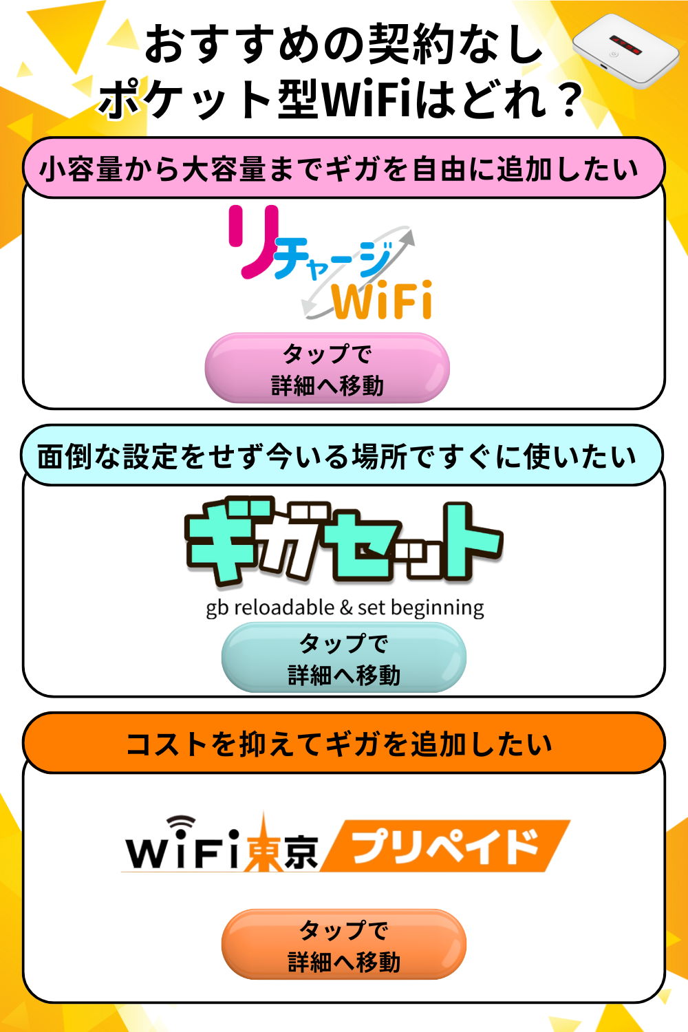 契約なしポケット型WiFi
