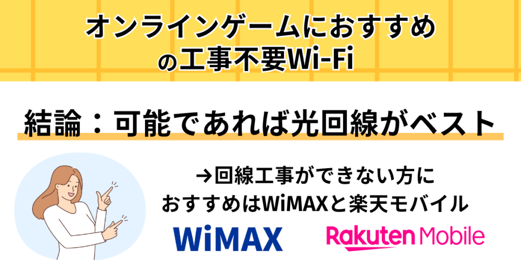 オンラインゲームにおすすめの工事不要Wi-Fi