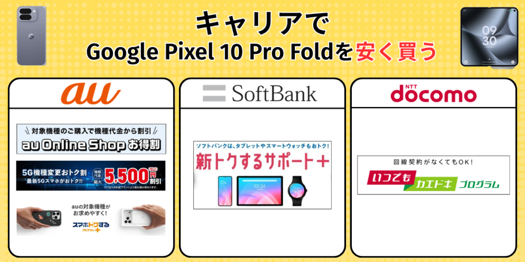 キャリアでGoogle Pixel 10 Pro Foldを安く買う