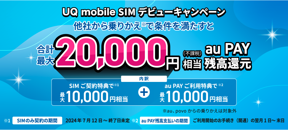  UQ mobile SIMデビューキャンペーン