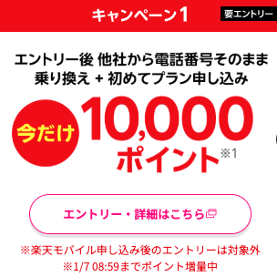 楽天モバイルキャンペーン　申し込み手順
