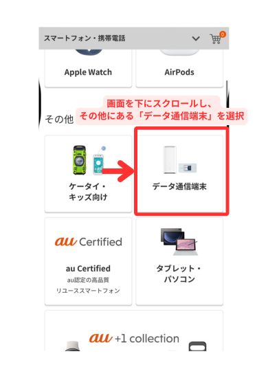 auオンラインショップ申し込み画面2
