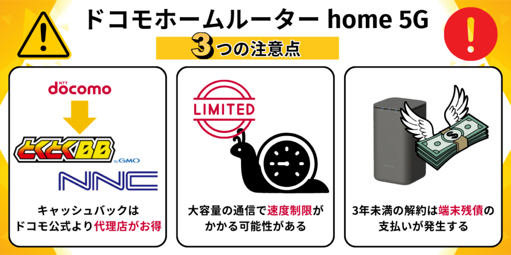 ドコモホームルーター home 5Gの3つの注意点