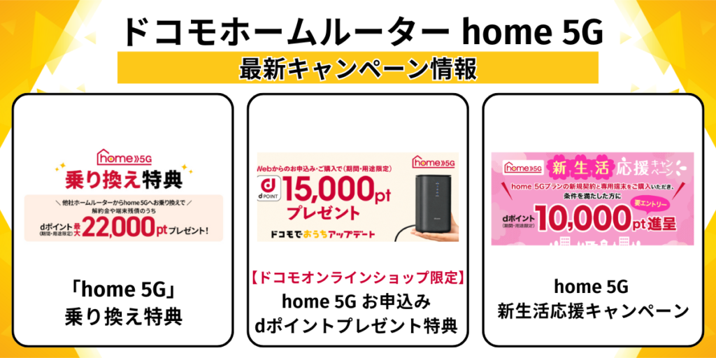 ドコモホームルーター home 5Gの最新キャンペーン情報