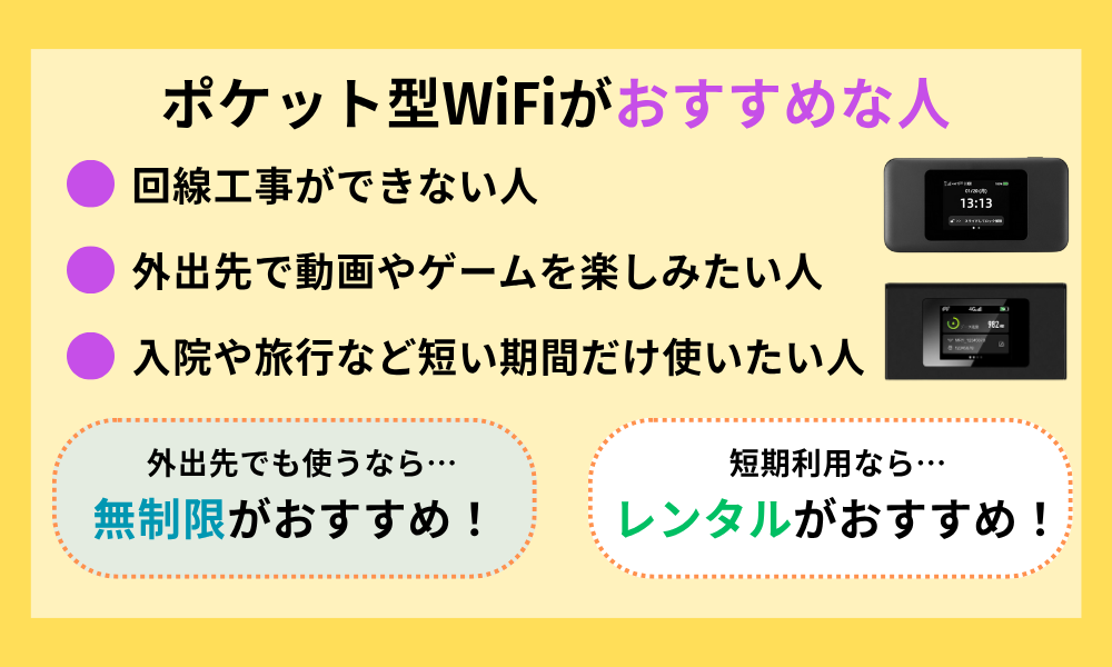 ポケット型WiFiがおすすめな人