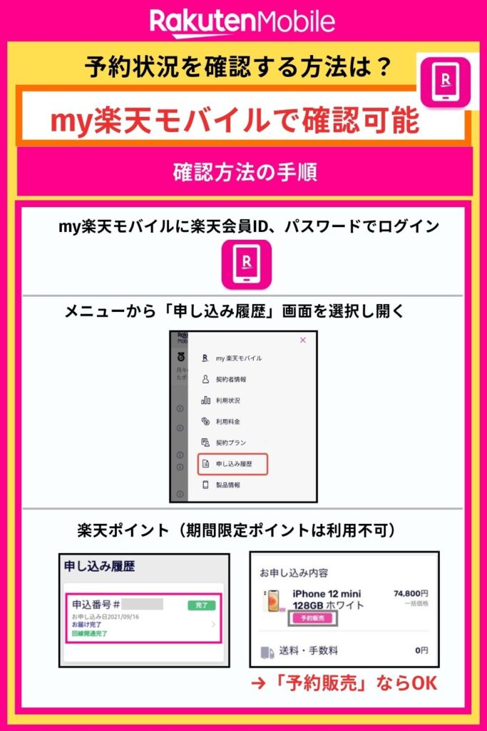 my楽天モバイルで予約状況を確認する方法