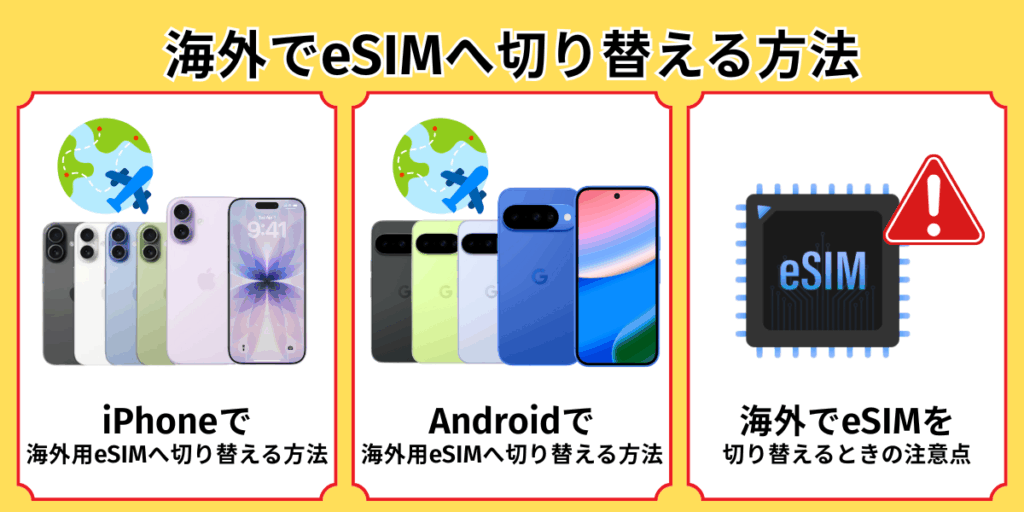 海外でeSIMへ切り替える方法