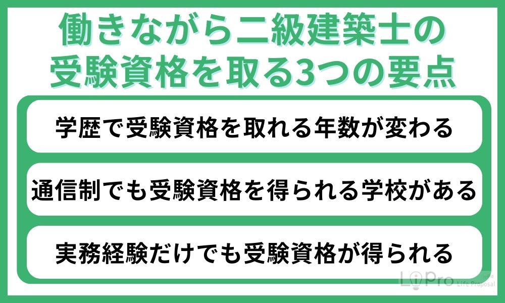 働きながら二級建築士の受験資格を取る3つの要点