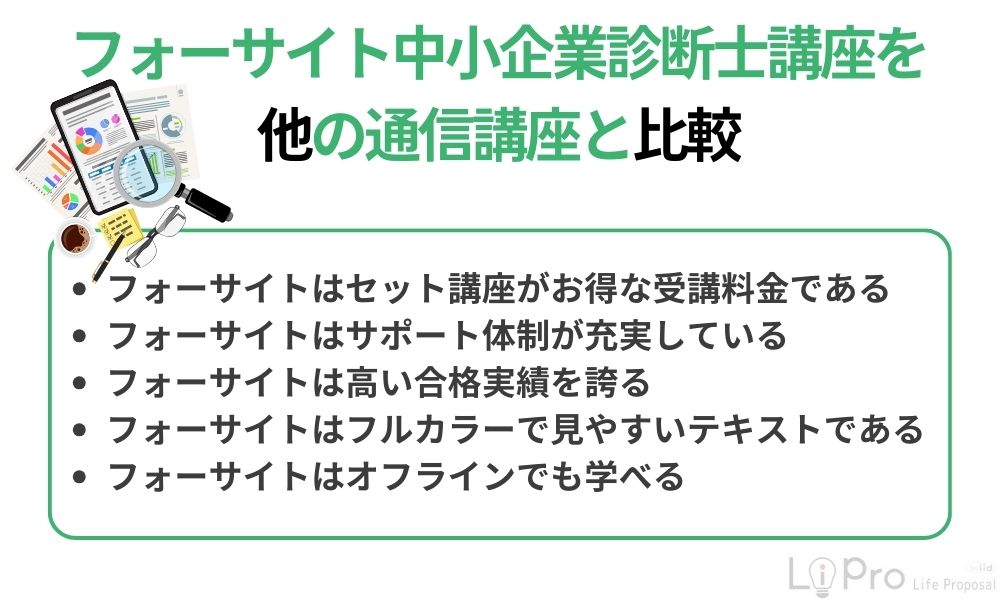 フォーサイト中小企業診断士講座を他の通信講座と比較