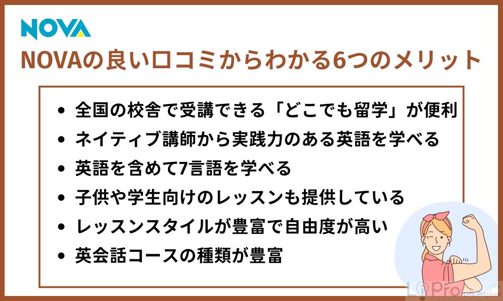 NOVAの良い口コミからわかる6つのメリット