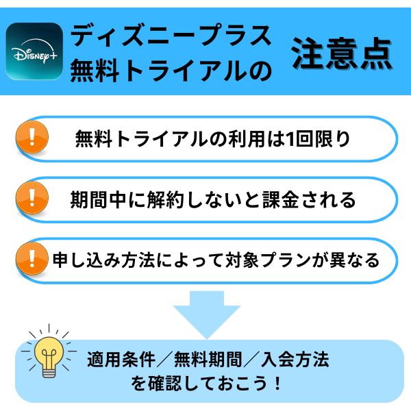 ディズニープラス無料トライアルの注意点