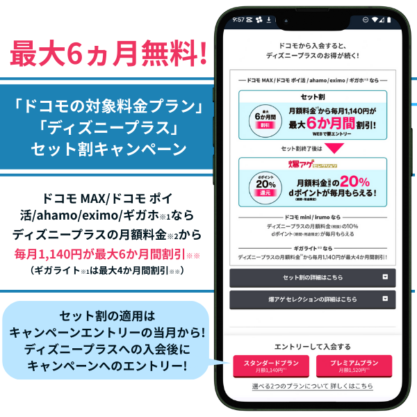 ディズニープラスドコモ回線とのセット割キャンペーン