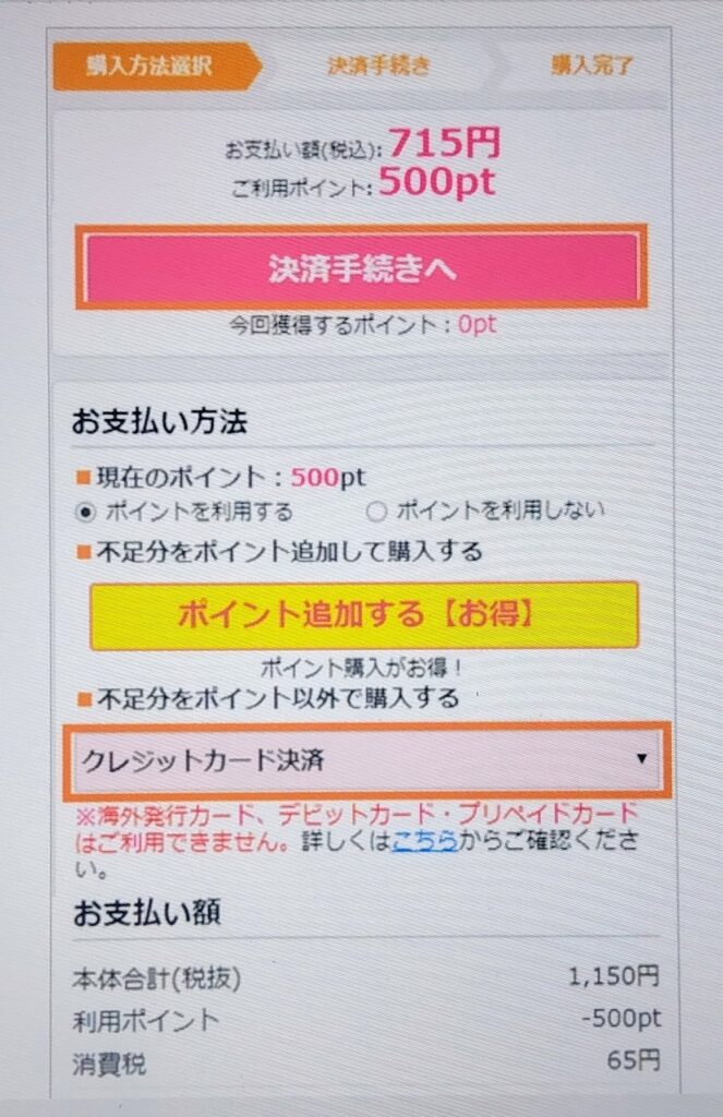 シーモア直接支払い画面