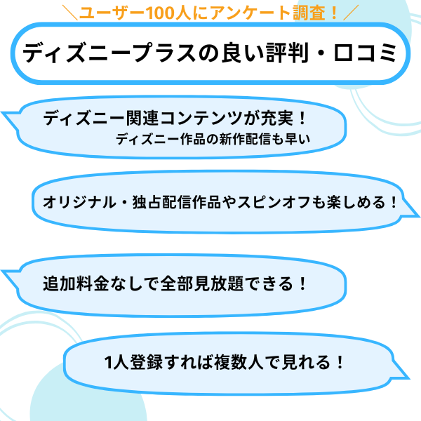 ディズニープラスの良い評判・口コミ