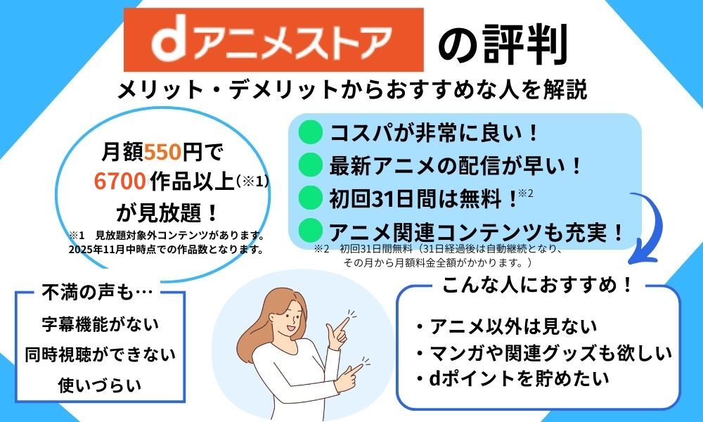 dアニメストアの評判