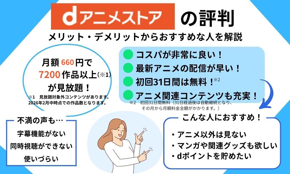 dアニメストア 評判