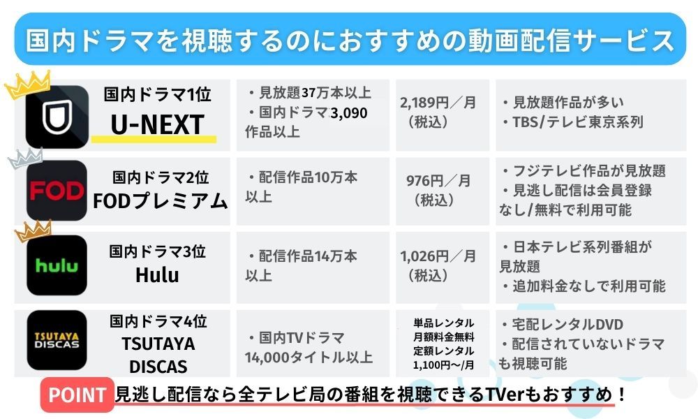 国内ドラマ おすすめ動画配信サービス