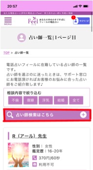 フィール 占い師 検索