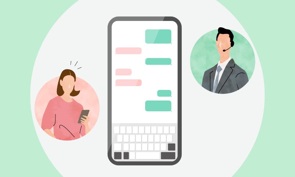 メッセージのやり取りをする男女のイラスト