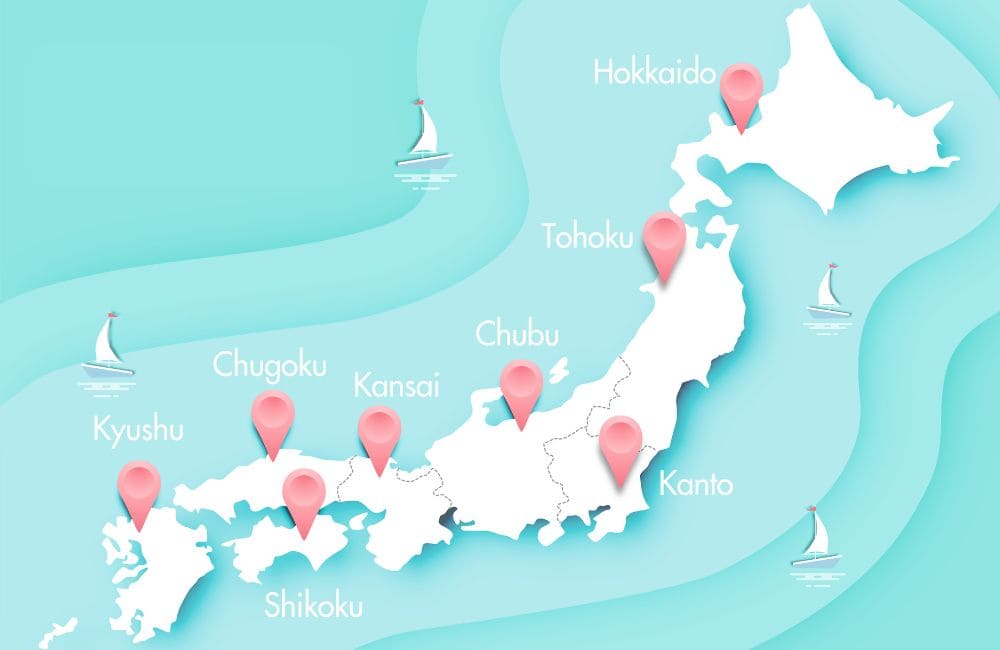 日本地図とエリア