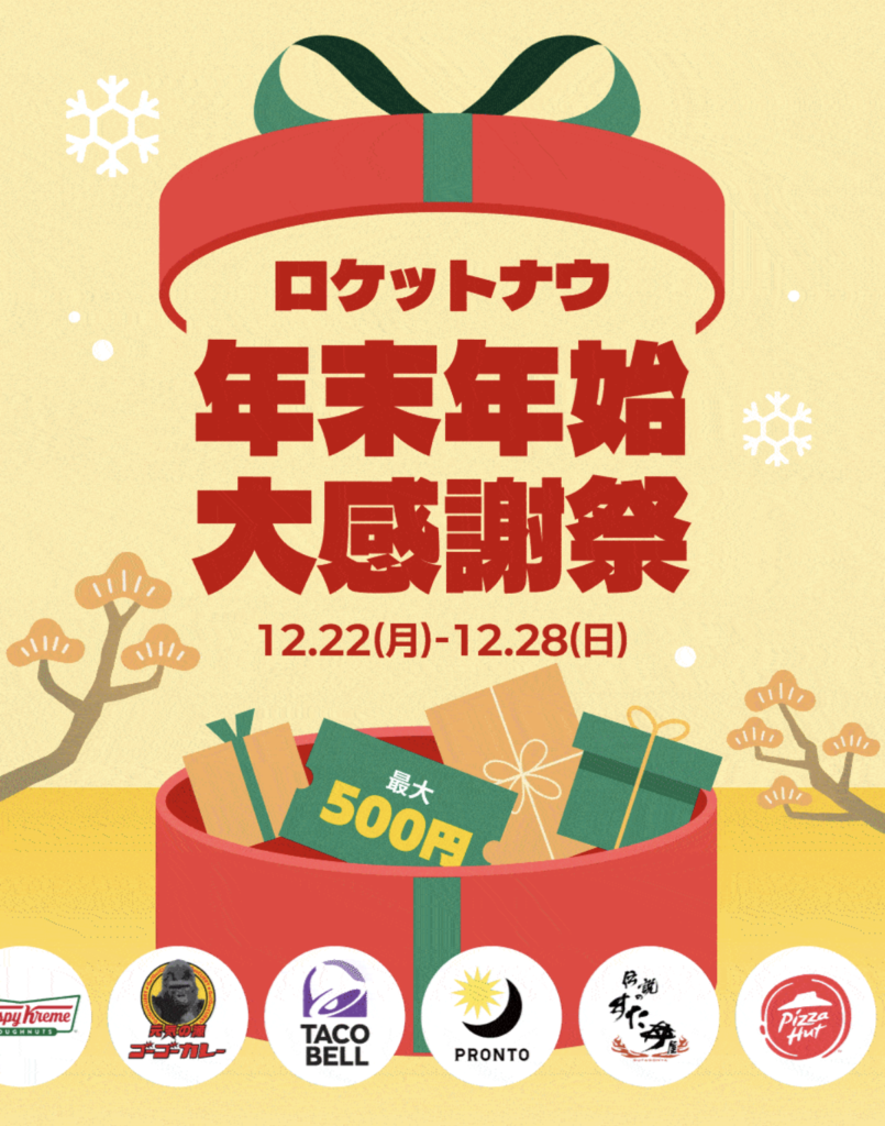 ロケットナウ年末年始のクーポン