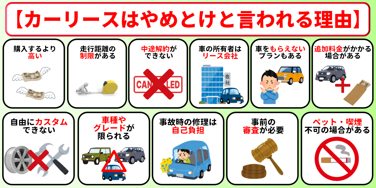 カーリース やめとけ 理由 デメリット