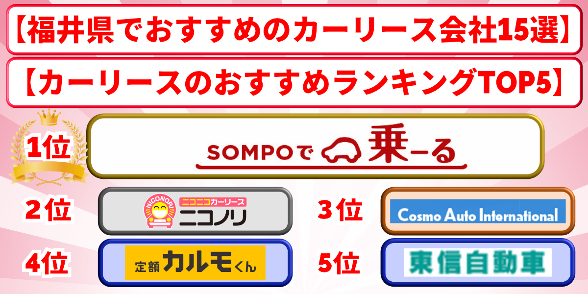 福井　カーリース　おすすめ　ランキング