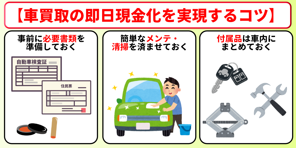 車買取　即金　条件　コツ