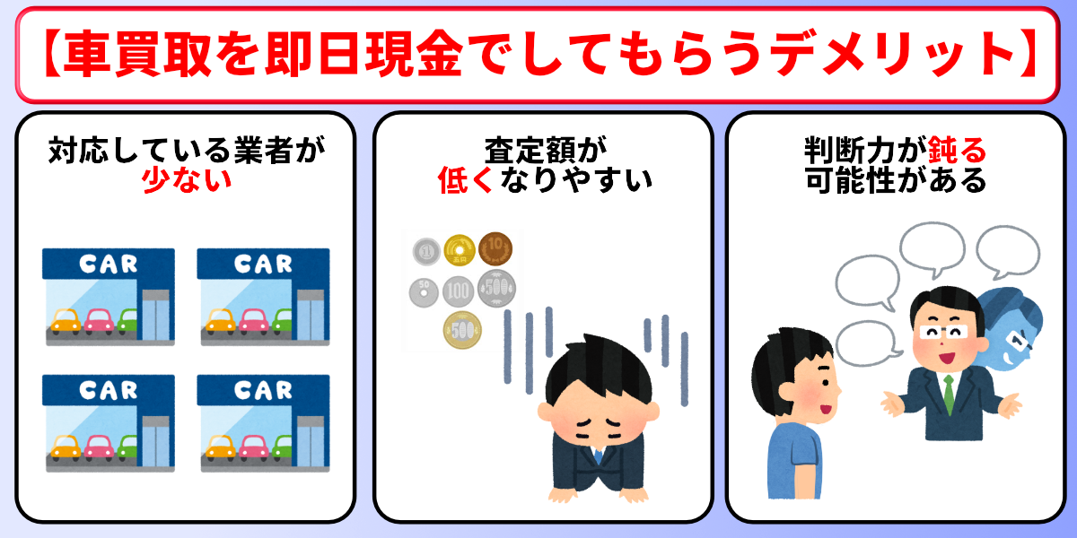 車買取　即金　デメリット