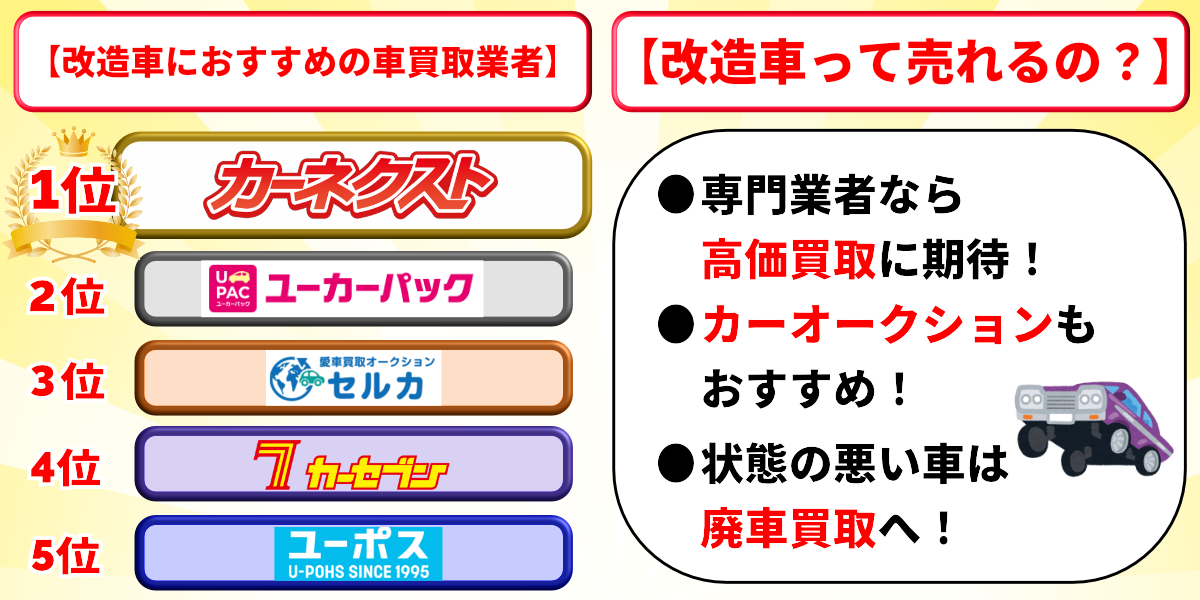 改造車 買取 おすすめ ランキング