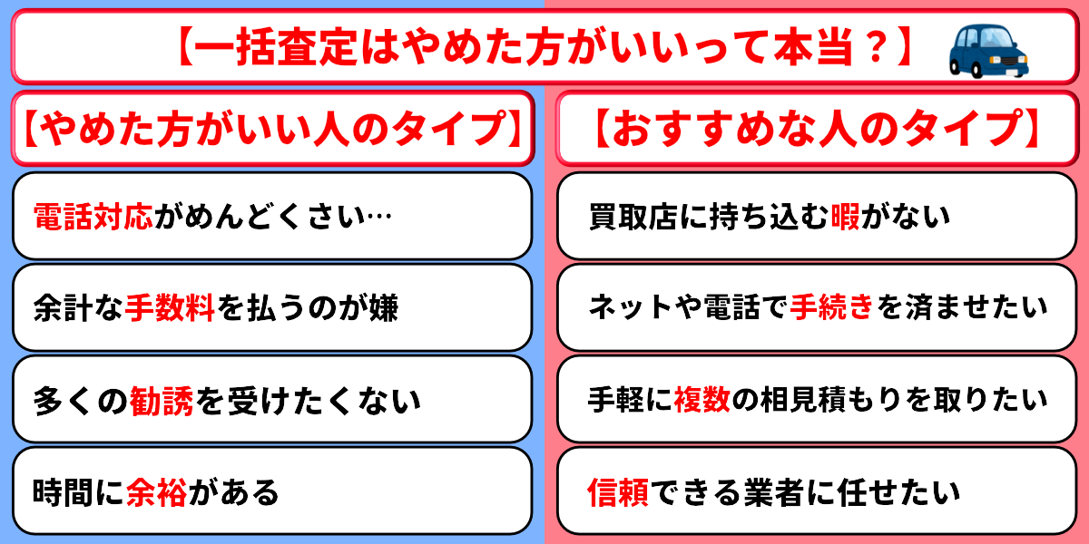 車　一括査定　やめたほうがいい　おすすめな人
