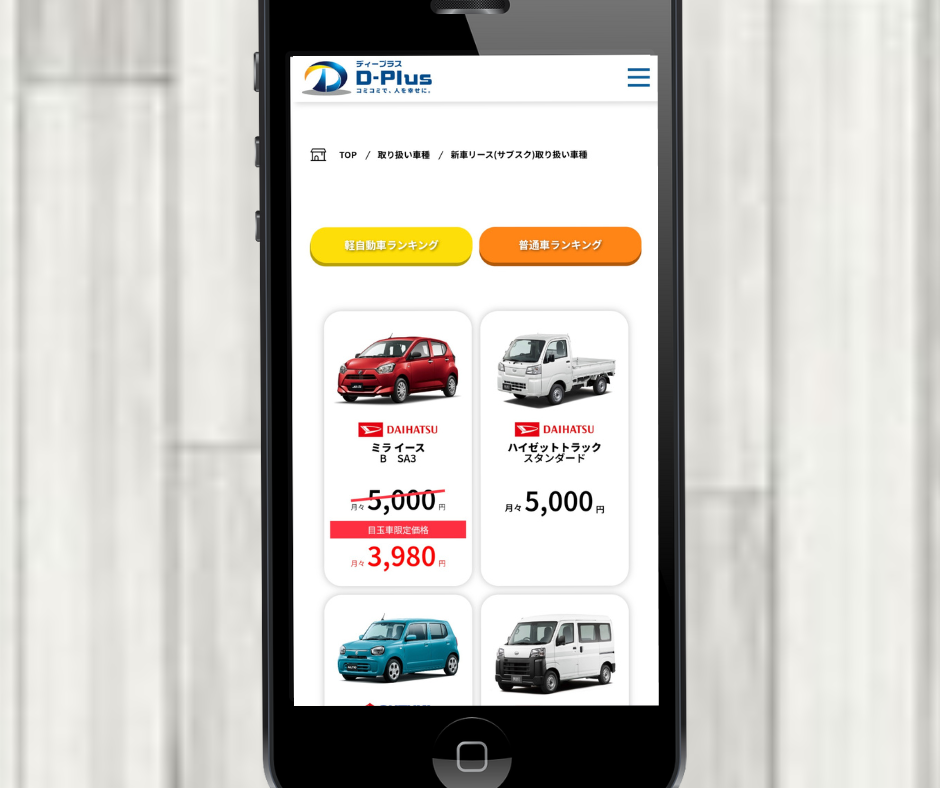 軽自動車 カーリース 3000円 ディープラス