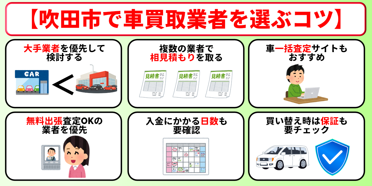 車買取　吹田市　業者　選び方