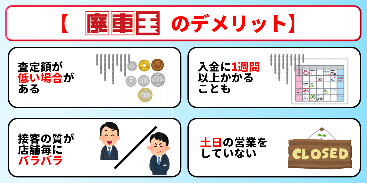 廃車王　評判　デメリット