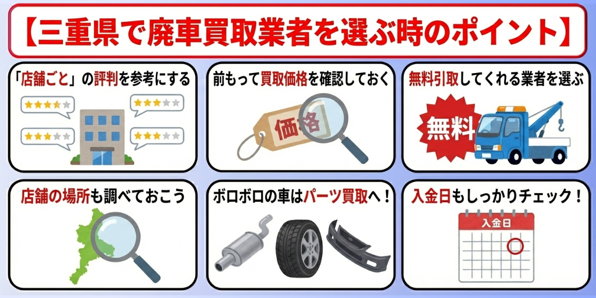 廃車買取　三重県　おすすめ　選び方