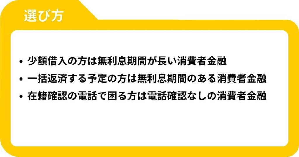 中小消費者金融の選び方