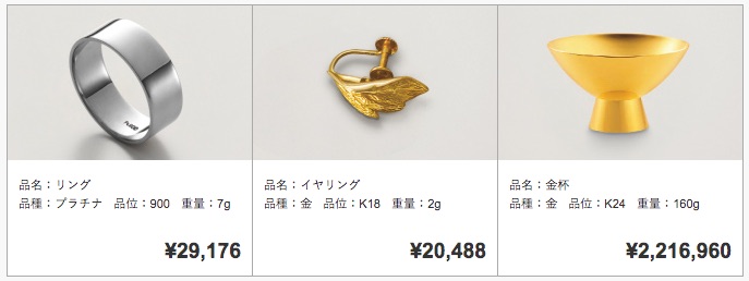 田中貴金属金買取実績