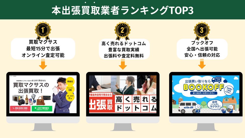 本の出張買取おすすめ業者ランキング3選