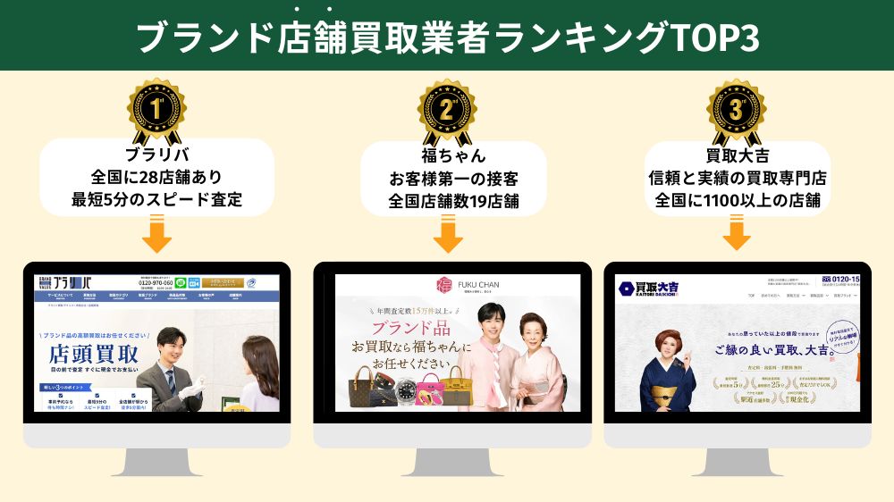 ブランド買取店舗持ち込みおすすめランキング3選