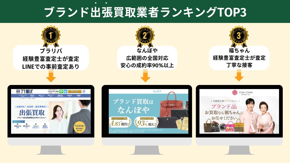 ブランド出張買取おすすめ業者ランキング3選