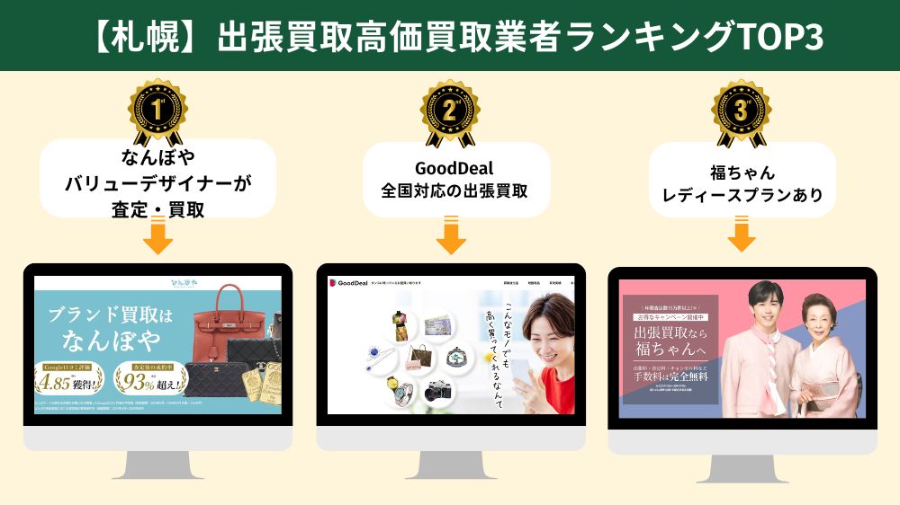 札幌でおすすめの出張買取業者総合ランキングTOP3