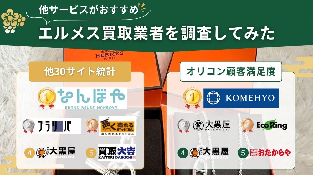 エルメス買取業者 他サービスを調査