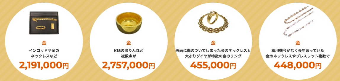 バイセル貴金属買取実績