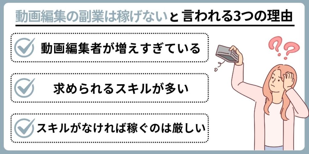 動画編集の副業は稼げないと言われる3つの理由