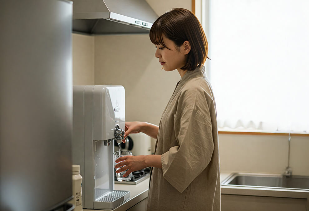 ウォーターサーバーを使用している女性1