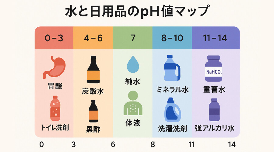 水と日用品のpHマップ
