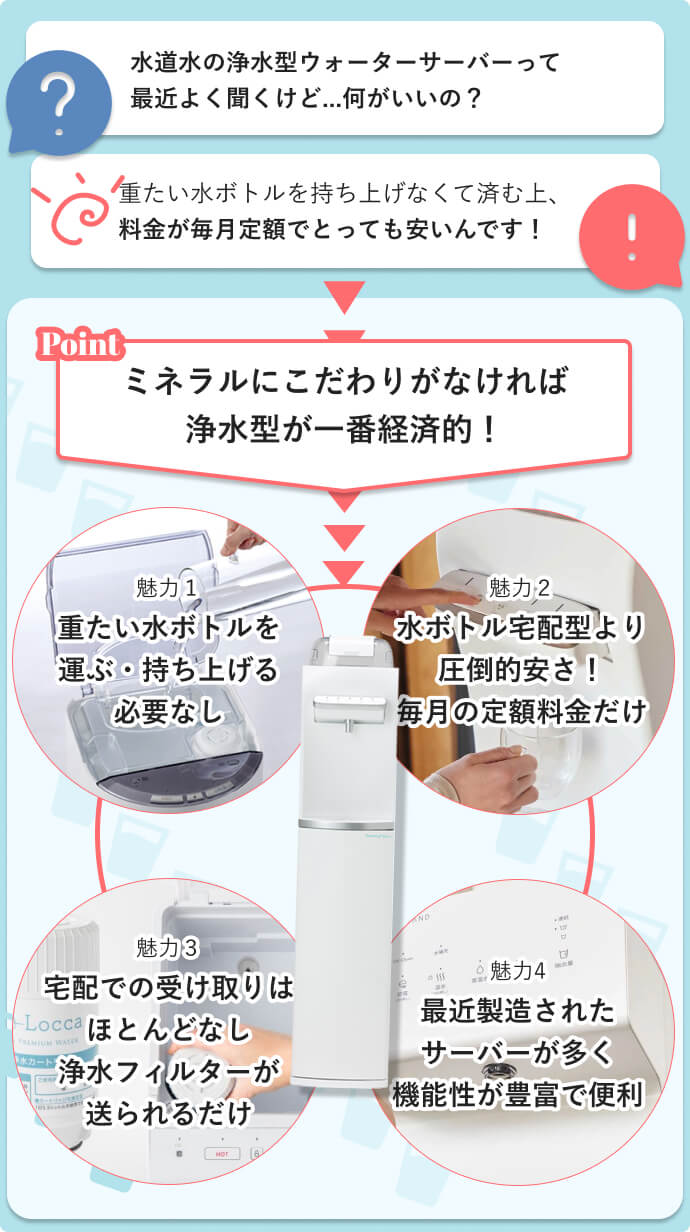 水道水を綺麗にする浄水型のウォーターサーバーランキング｜メリット