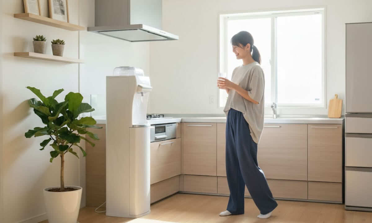 ハミングウォーター 白 リビング 女性