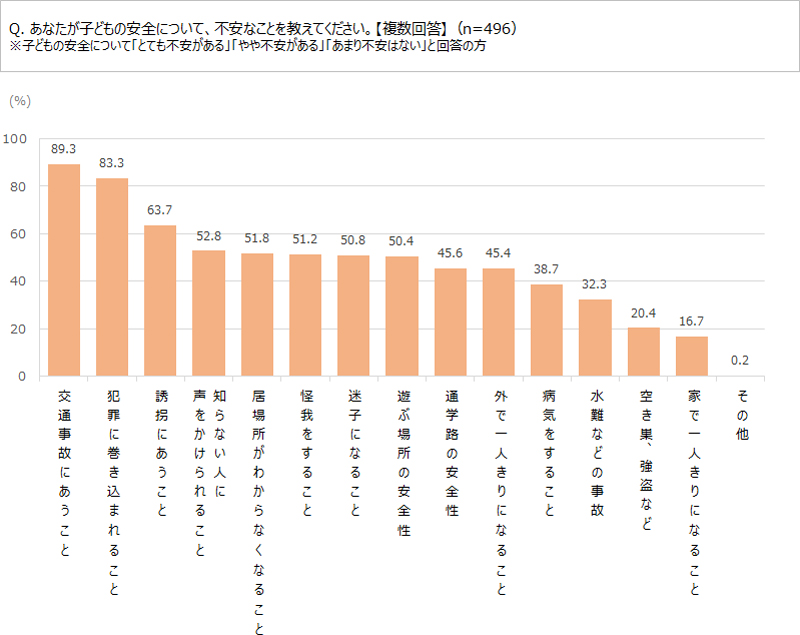 グラフ：子どもの安全について不安に感じること